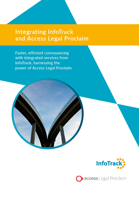 brochure cover for InfoTrack and Access Legal Proclaim integration