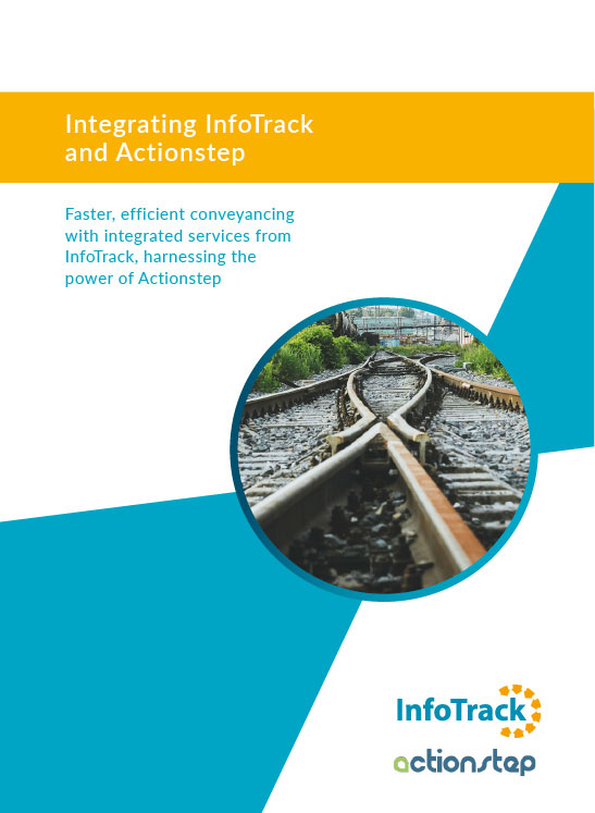 brochure cover for InfoTrack and Actionstep integration