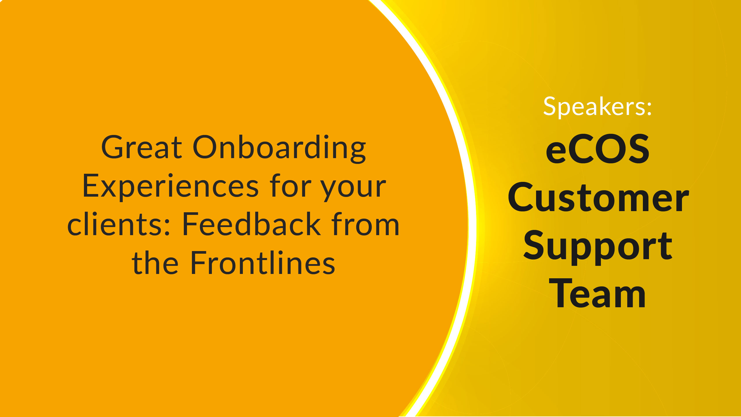 Yellow cover image for customer onboarding session