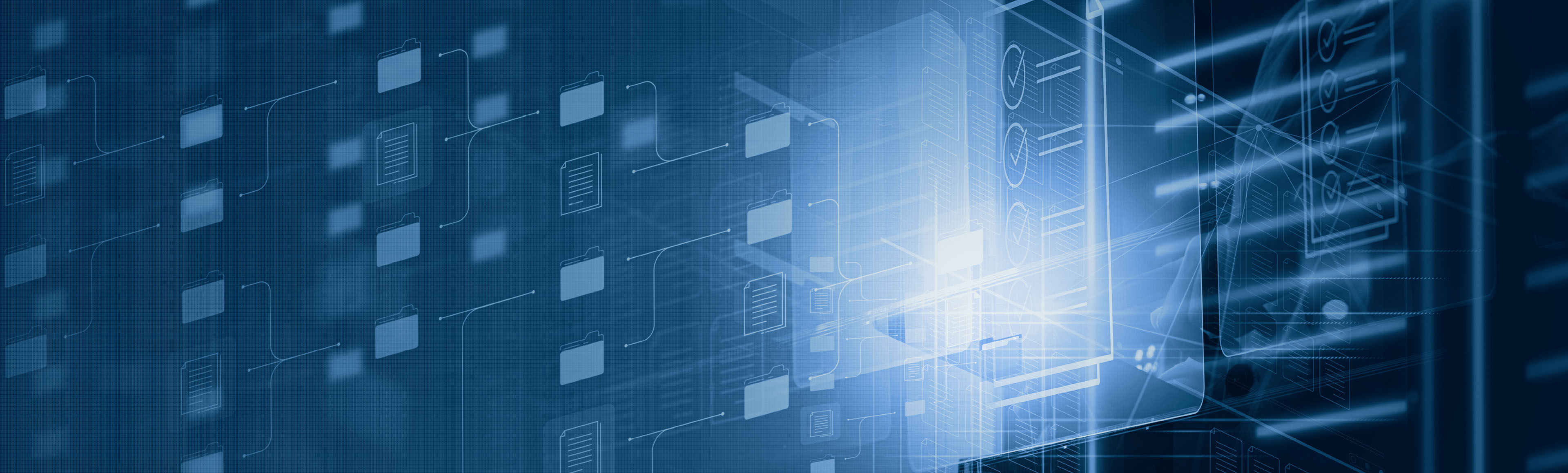 blue tonal image of eletronic pathways and digital documents